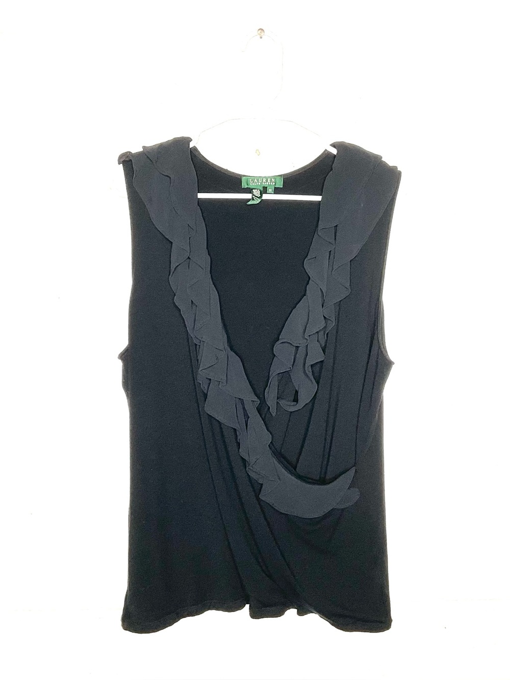 < Lauren Ralph Lauren Black Black Sleeveless Ruffled Blouse >